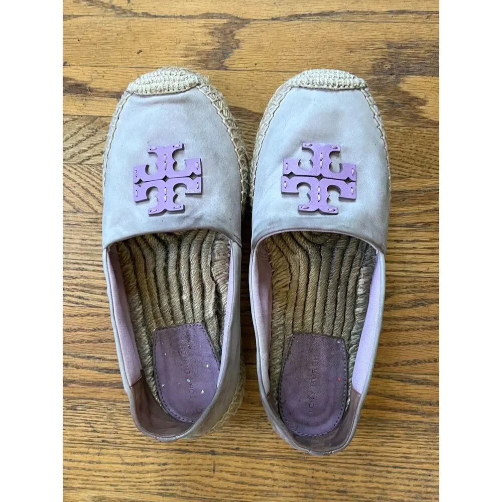 Tory Burch Lilac Platform Espidrille Slip On Shoes Sandals  Women's Size 8.5